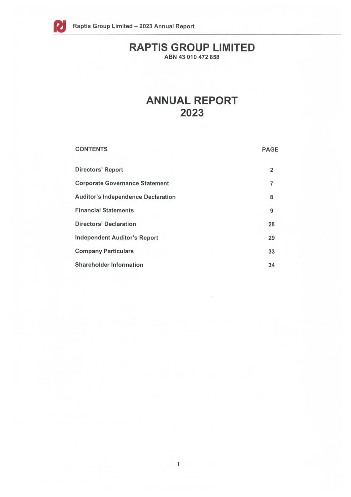 Annual Report to shareholders